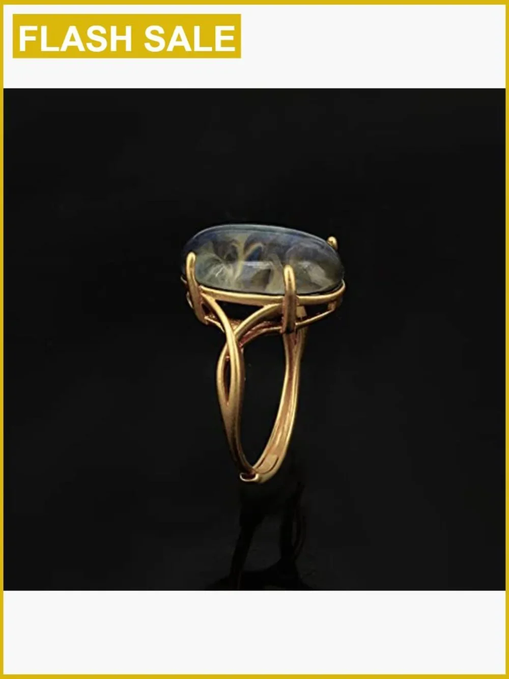 Swirl Color Change Mood Ring, 24K Gold Plated, Adjustable Oval Ring
